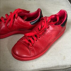 Raf Simons Red Leather Men's Sneakers